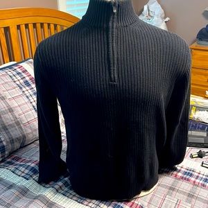 Calvin Klein Men’s Black 1/4 Zip Ribbed Sweater